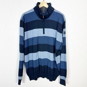 Paul & Shark Yachting Mens Virgin Wool Quarter Zip Pullover Sweater Blue XXL